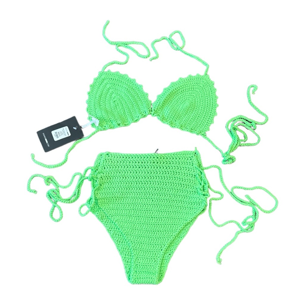 FASHION NOVA new with tags crocheted green bikini  Sz S